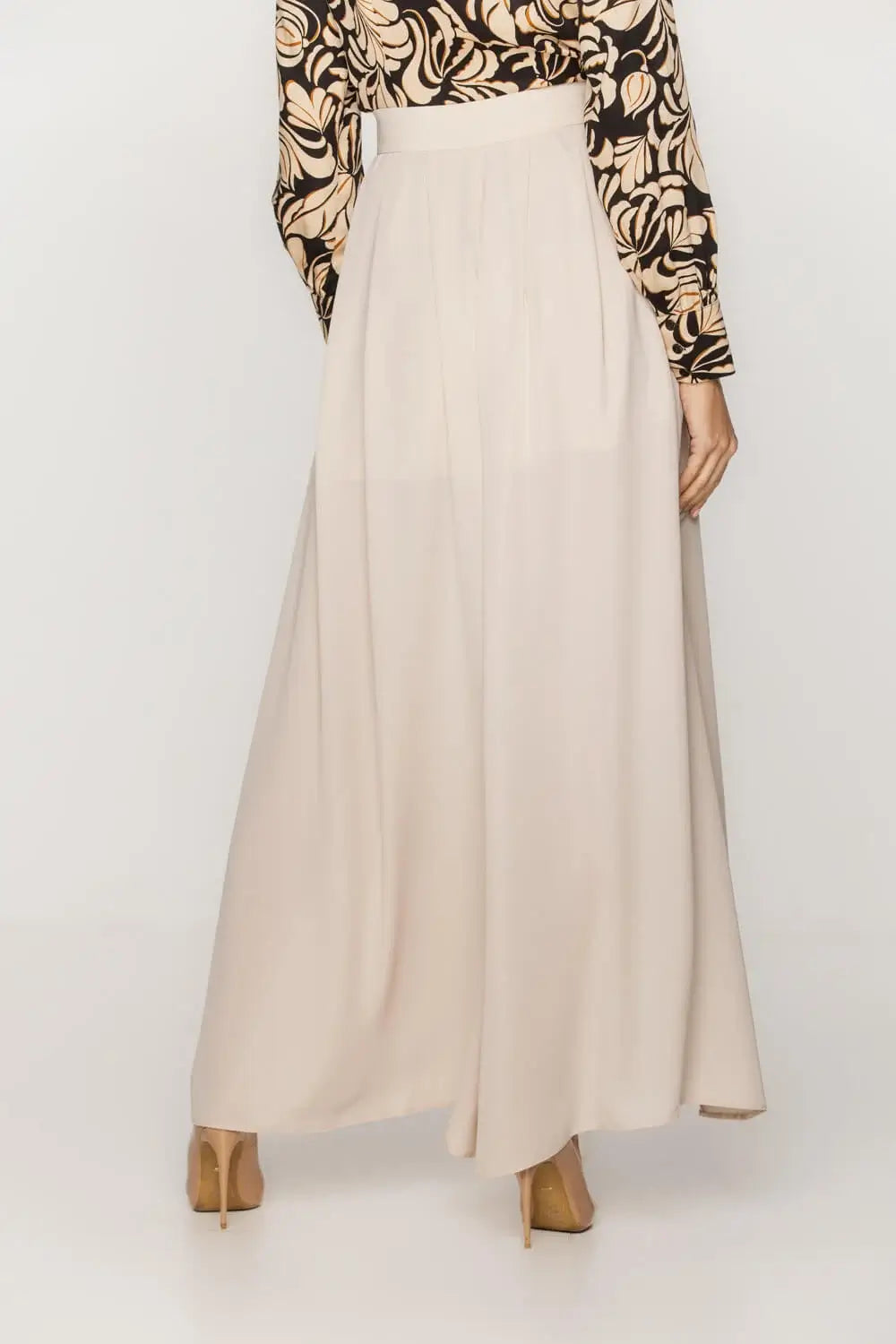 Wide-Leg Beige Palazzo Pants