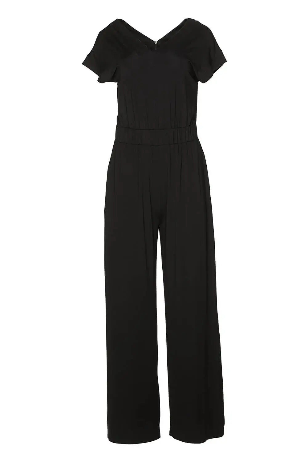 Wide-Leg Black Knit Jumpsuit