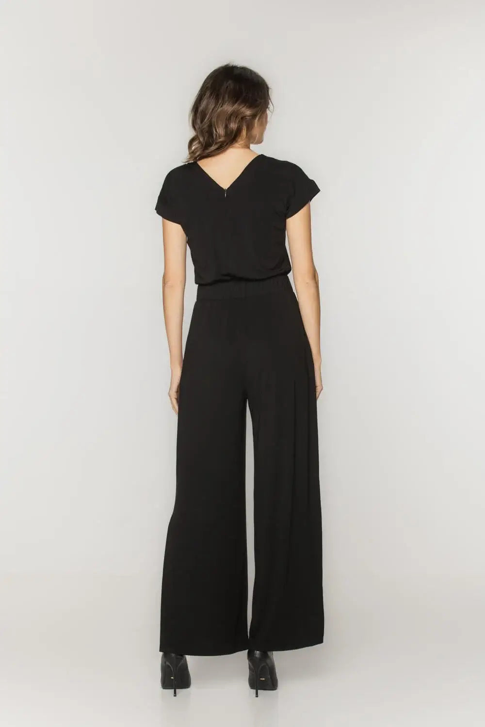 Wide-Leg Black Knit Jumpsuit