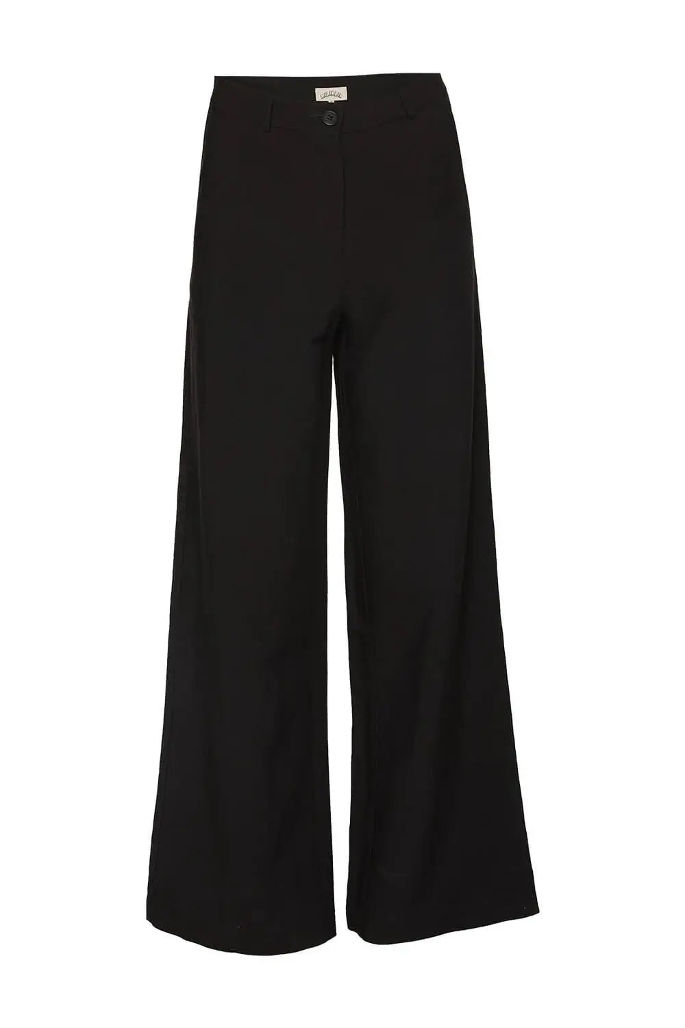 Wide Black Linen-Viscose Pant