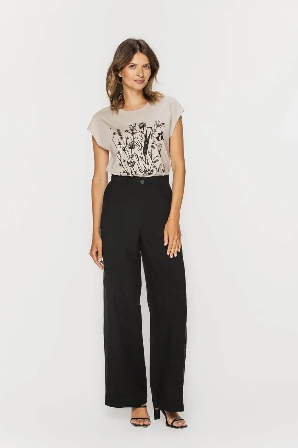 Wide Black Linen-Viscose Pant