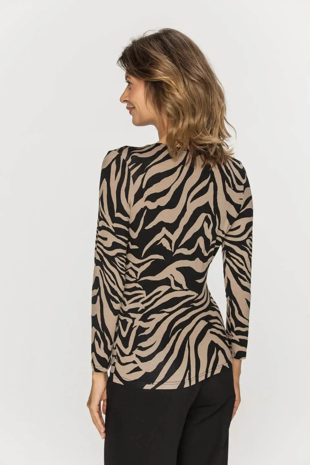 Zebra Print V-Neck Blouse