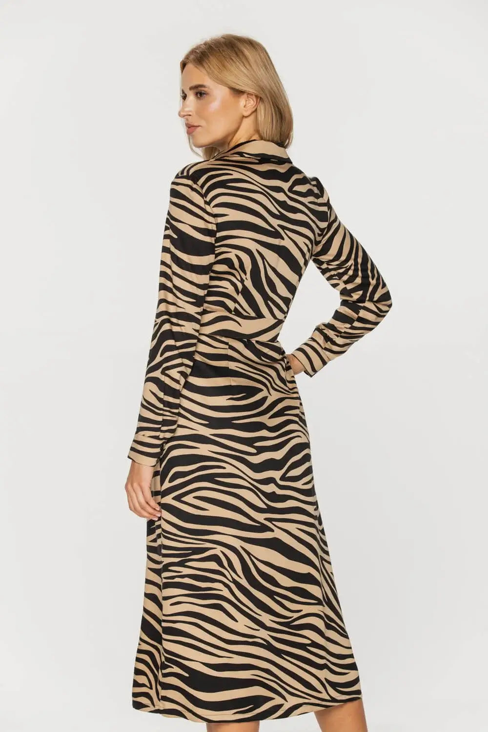 Zebra Print Viscose Shirt Dress