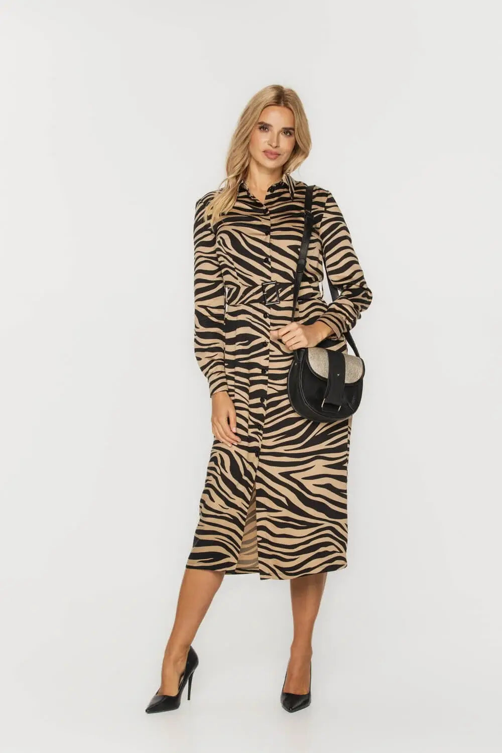 Zebra Print Viscose Shirt Dress