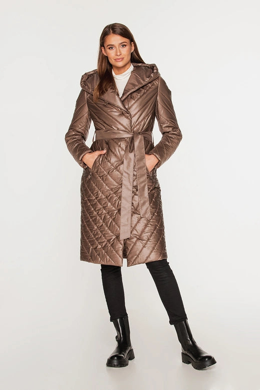 Quilted Light Brown Long Coat