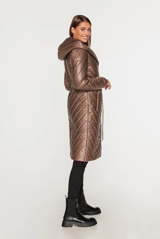 Quilted Light Brown Long Coat