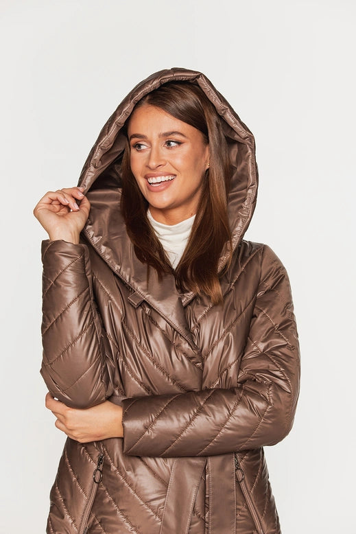 Quilted Light Brown Long Coat