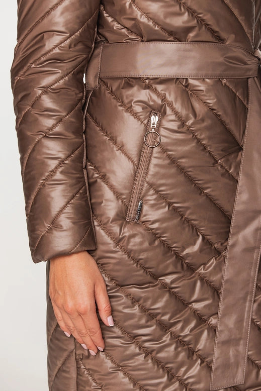 Quilted Light Brown Long Coat