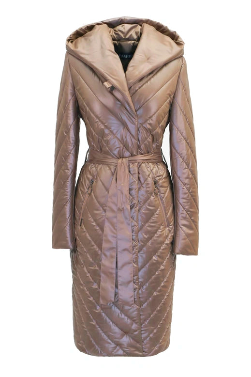 Quilted Light Brown Long Coat